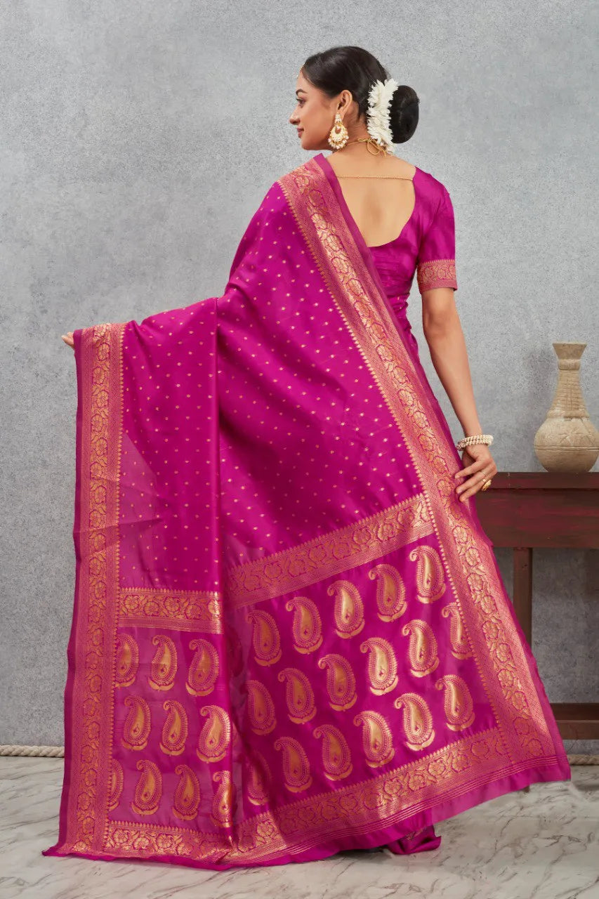 Royal Kanjivaram Silk Saree with Golden Paisley Zari Work