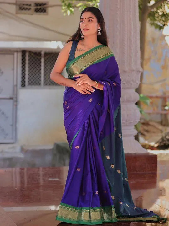Graceful Silk Saree with Contrast Zari Border