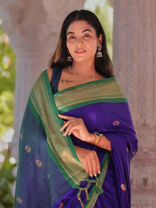 Graceful Silk Saree with Contrast Zari Border