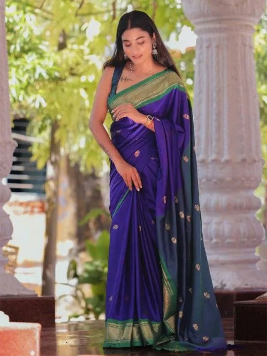 Graceful Silk Saree with Contrast Zari Border