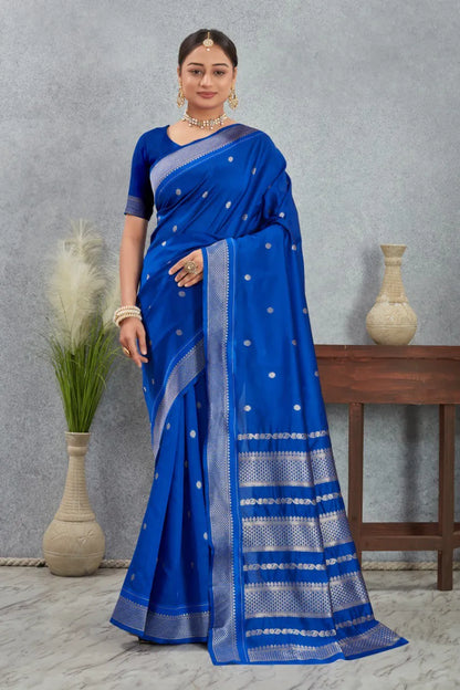 Royal Kanjivaram Silk Saree with Golden Paisley Zari Work