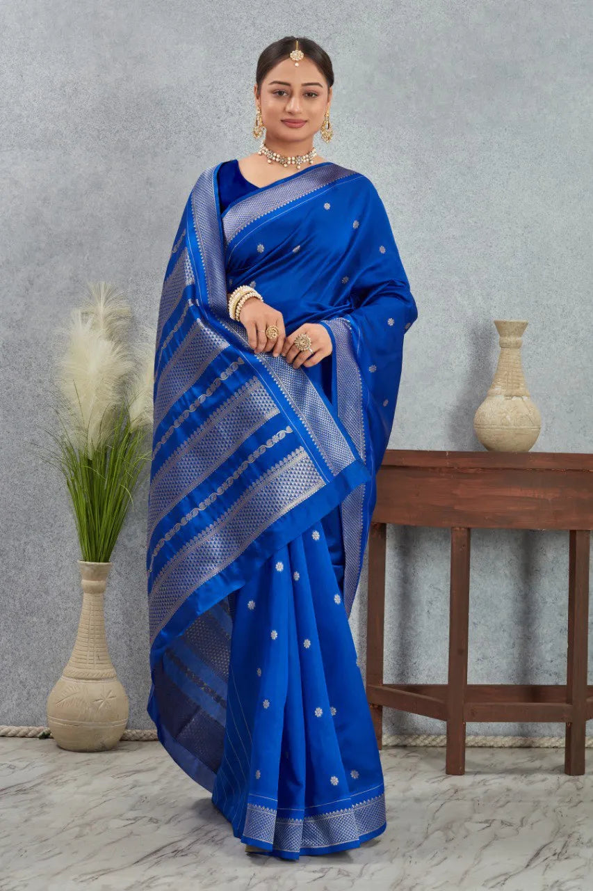 Royal Kanjivaram Silk Saree with Golden Paisley Zari Work