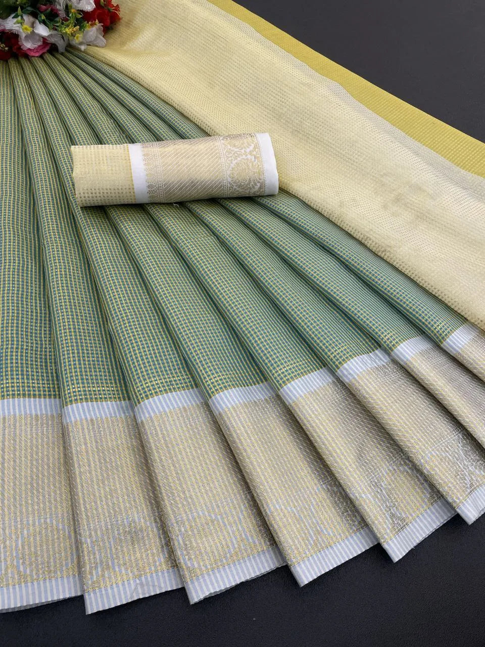 Traditional Yellow Silk Saree with Elegant Golden Zari Weaving