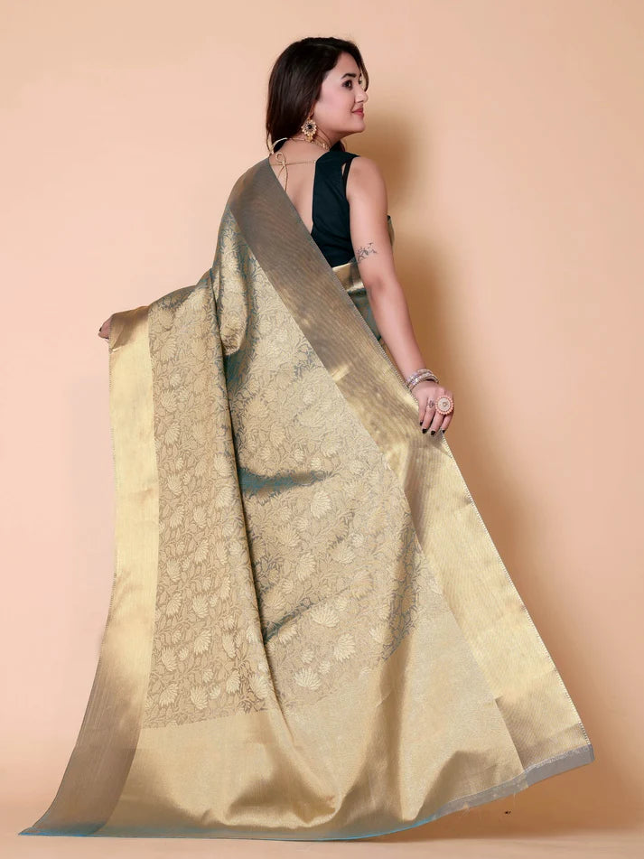 Luxury Golden Silk Saree for Wedding & Festive Wear