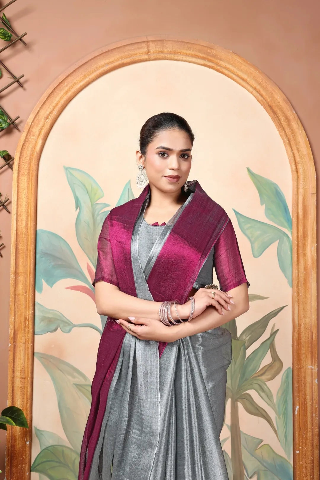 Rich & Regal Ready-to-Wear Saree | Premium Tissue Cotton