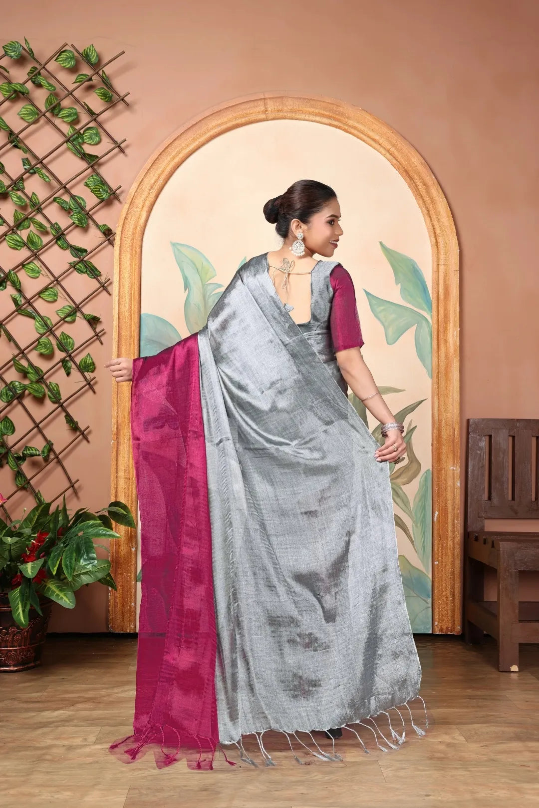 Rich & Regal Ready-to-Wear Saree | Premium Tissue Cotton