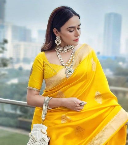 Festive Yellow Banarasi Silk Saree