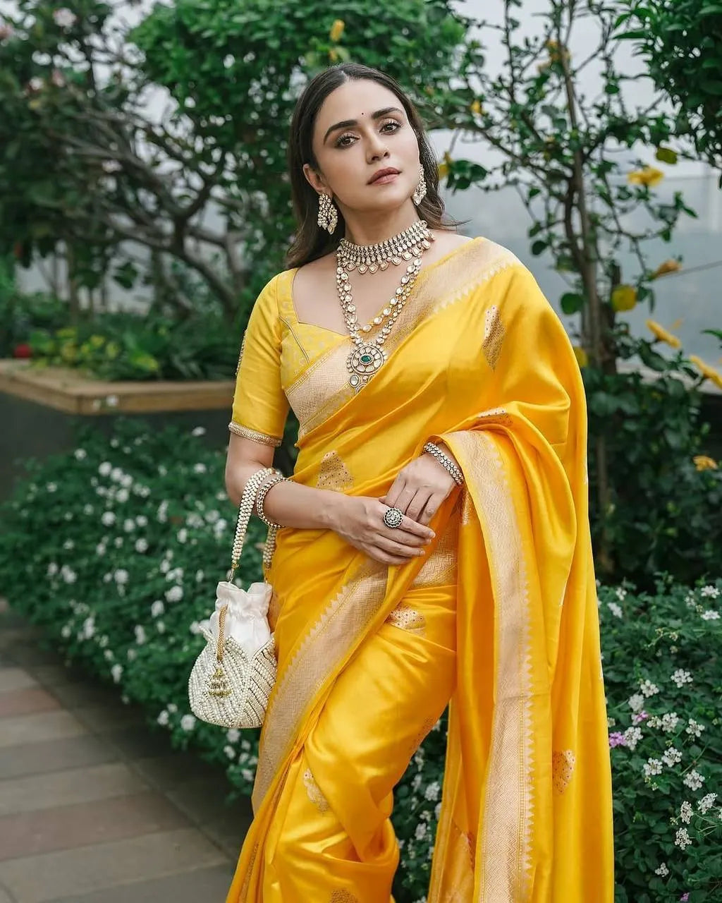 Festive Yellow Banarasi Silk Saree