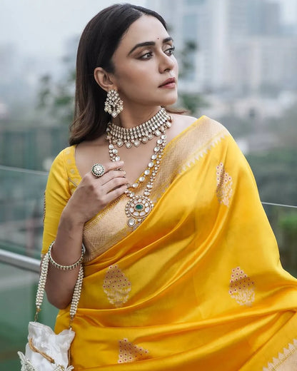 Festive Yellow Banarasi Silk Saree