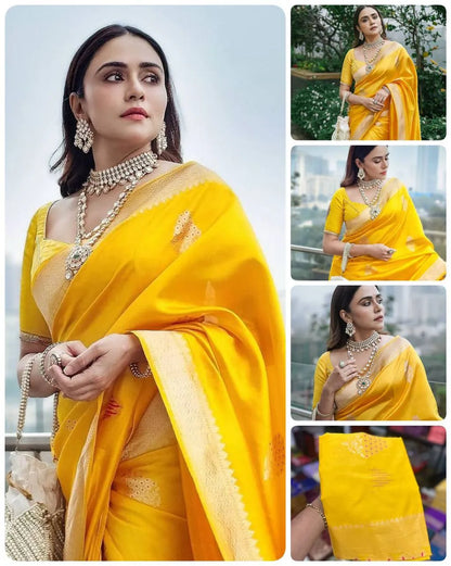 Festive Yellow Banarasi Silk Saree