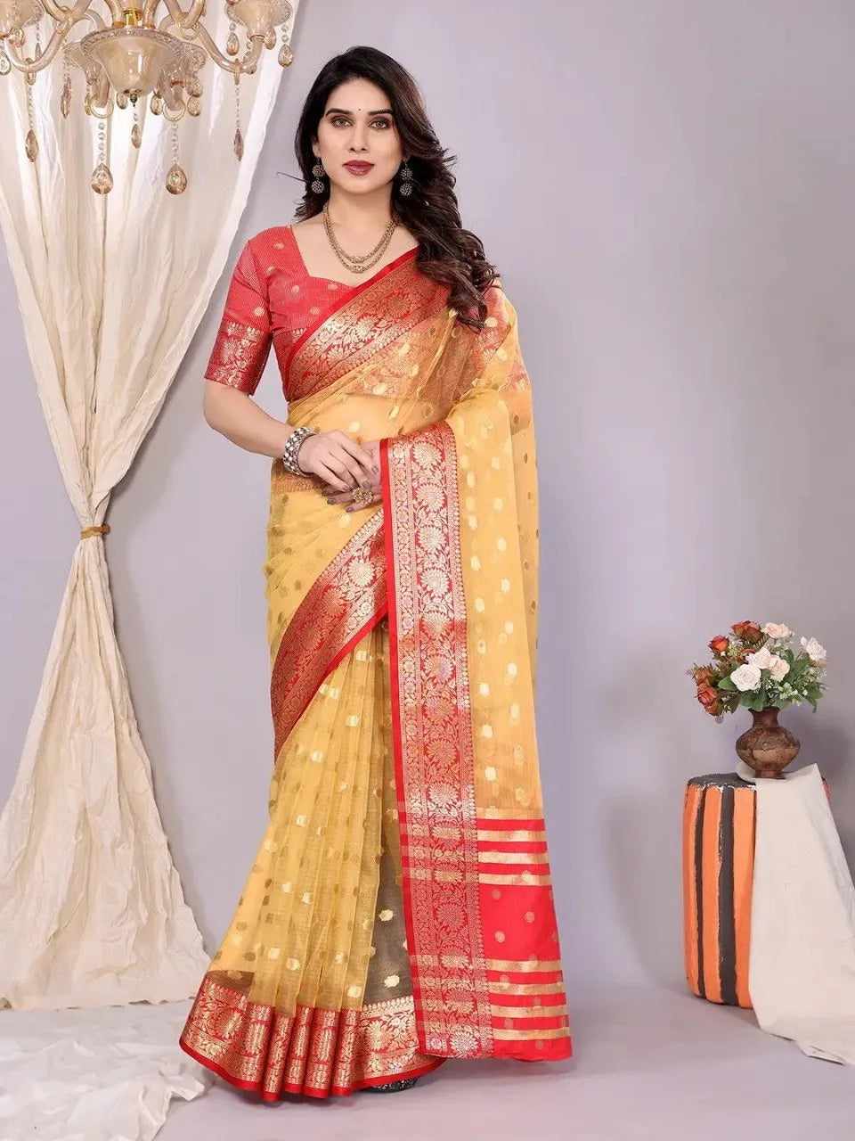 Elegant Banarasi Silk Saree with Rich Zari Border