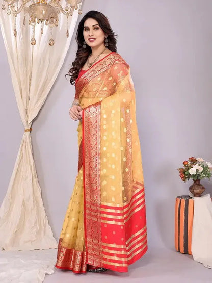 Elegant Banarasi Silk Saree with Rich Zari Border