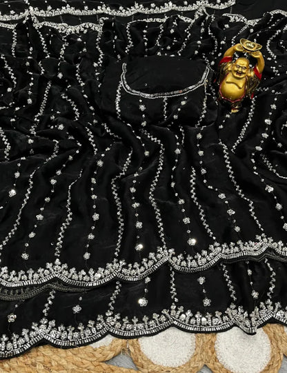 Luxurious Designer Space Silk with Beads worK