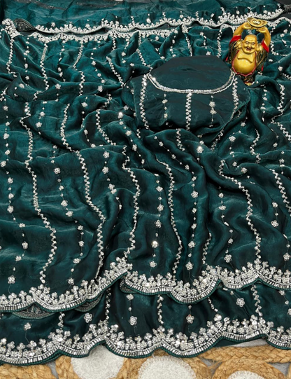 Luxurious Designer Space Silk with Beads worK