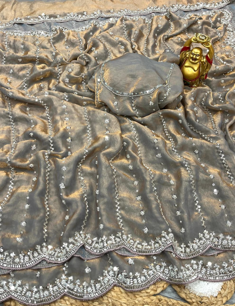 Luxurious Designer Space Silk with Beads worK