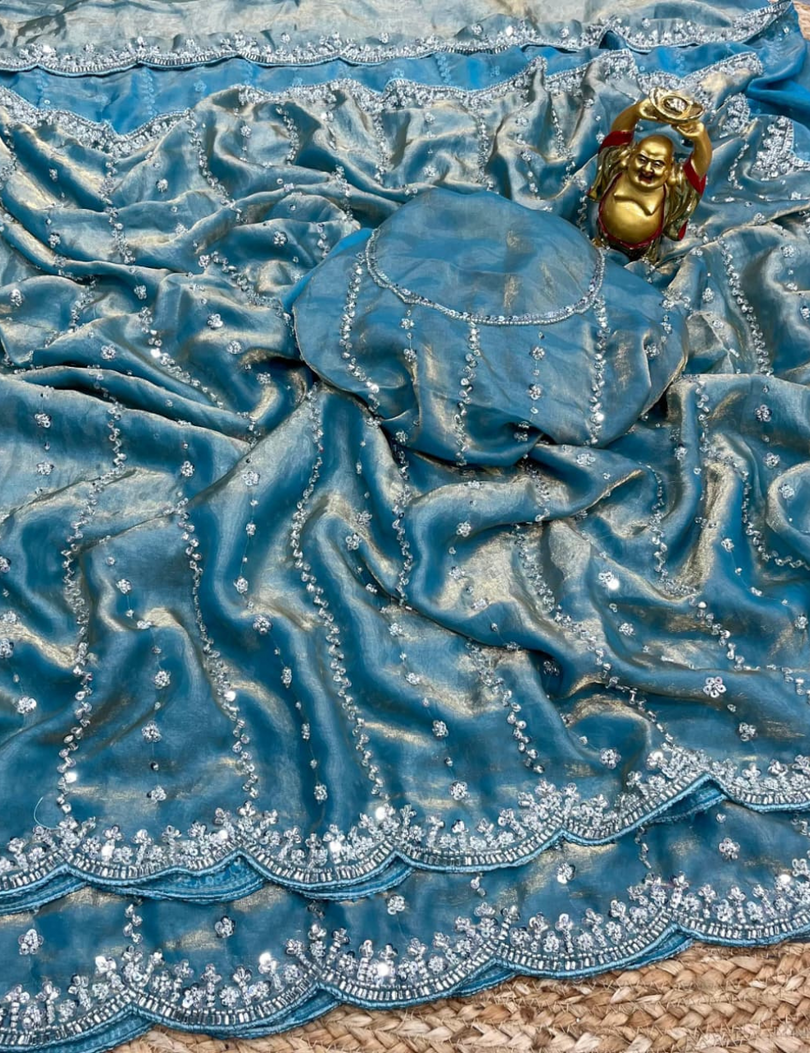 Luxurious Designer Space Silk with Beads worK