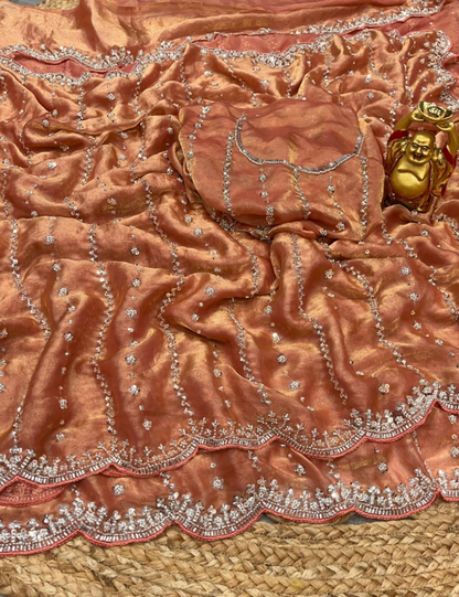 Luxurious Designer Space Silk with Beads worK