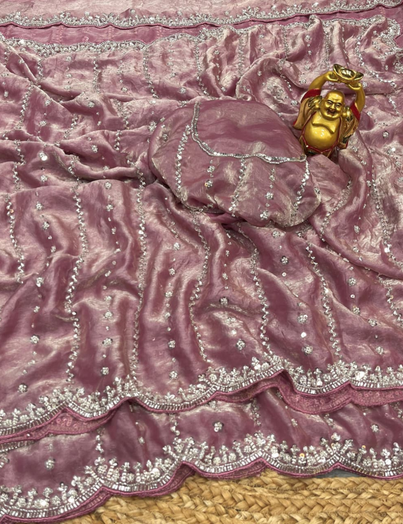 Luxurious Designer Space Silk with Beads worK