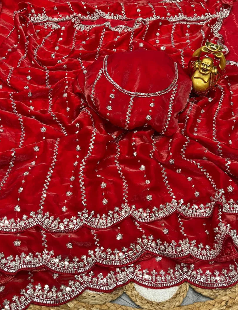 Luxurious Designer Space Silk with Beads worK